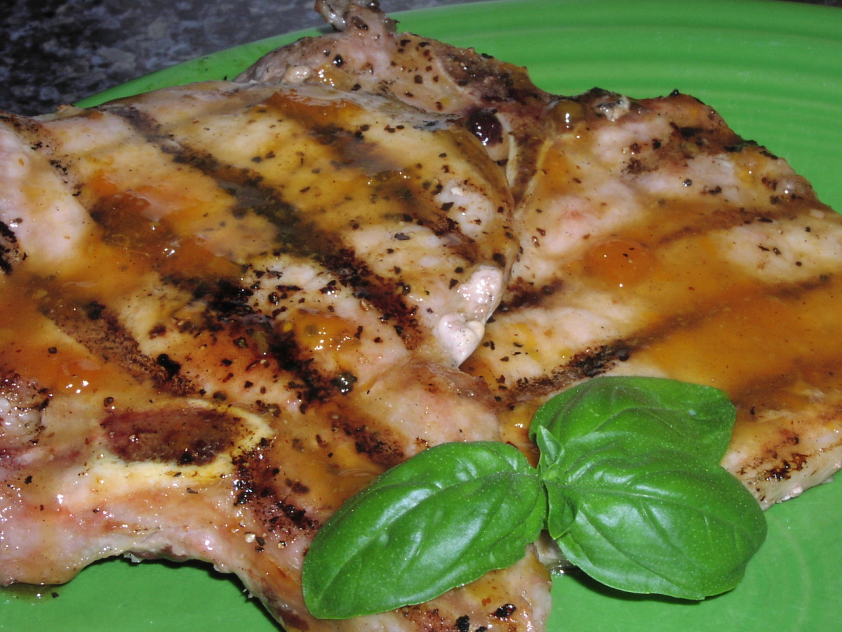 Grilled Pork Chops With Apricot-Mustard Glaze image
