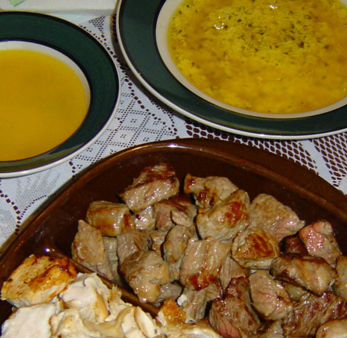 beef fondue with dipping sauces image