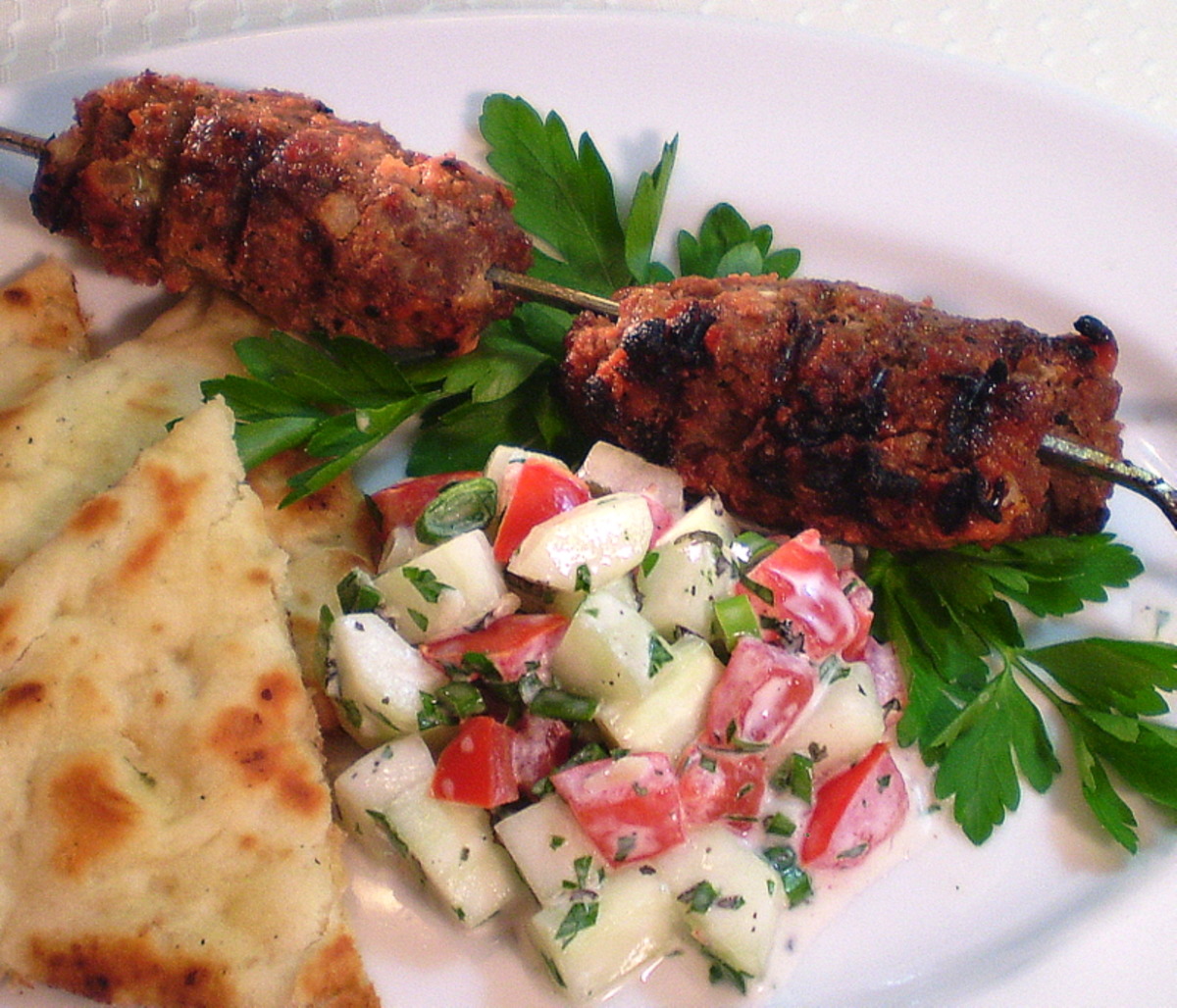Cucumber And Tomato Salad In Garlic Yogurt Dressing Recipe Food Com