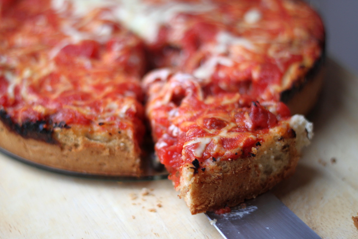 Chicago Style Deep Dish Sausage Pizza - Real Deep Dish image