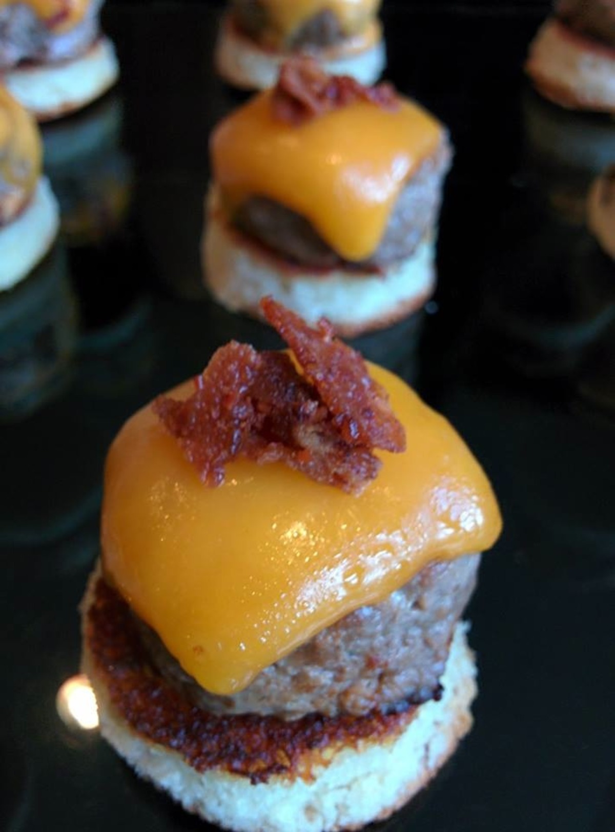 A1b Bacon Burger Bites on White Polenta Cakes #A1