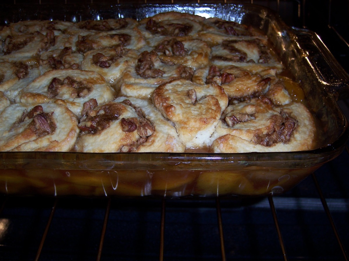 Fresh Peach Cobbler With Praline Biscuits-image