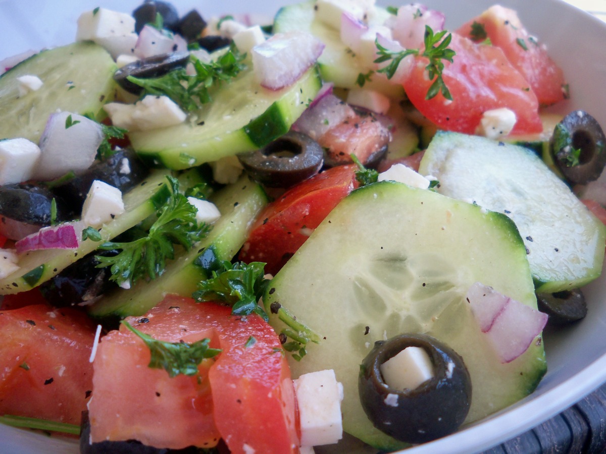 Greek Cucumber Tomato And Onion Salad Recipe Greek Food Com