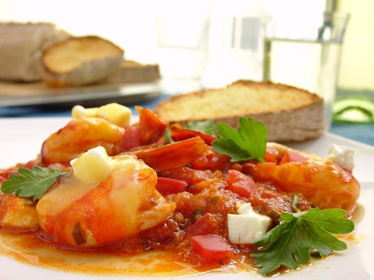 Shrimp Sahanaki with Greek Cheeses and Tomatoes_image