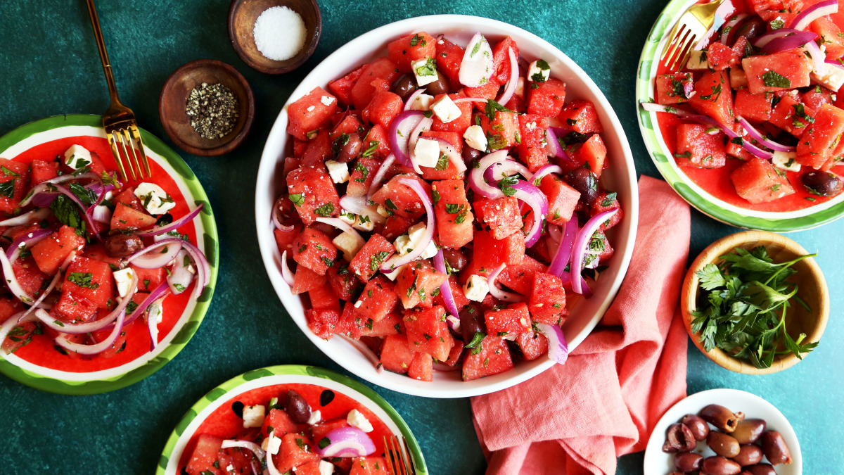 Watermelon, Feta and Black Olive Salad-image