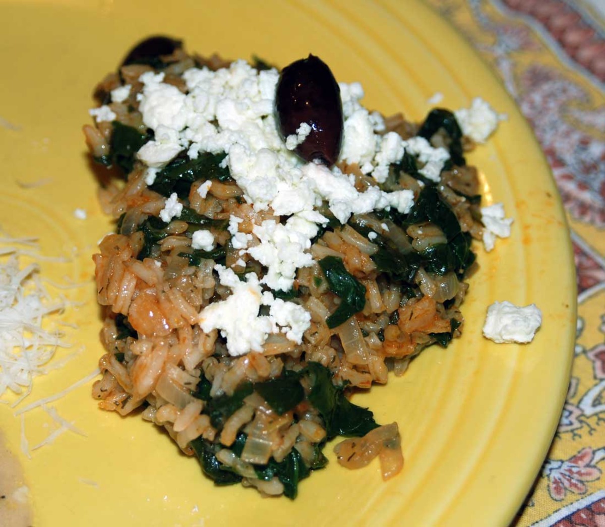 Greek Rice with Spinach, Feta and Black Olives-image