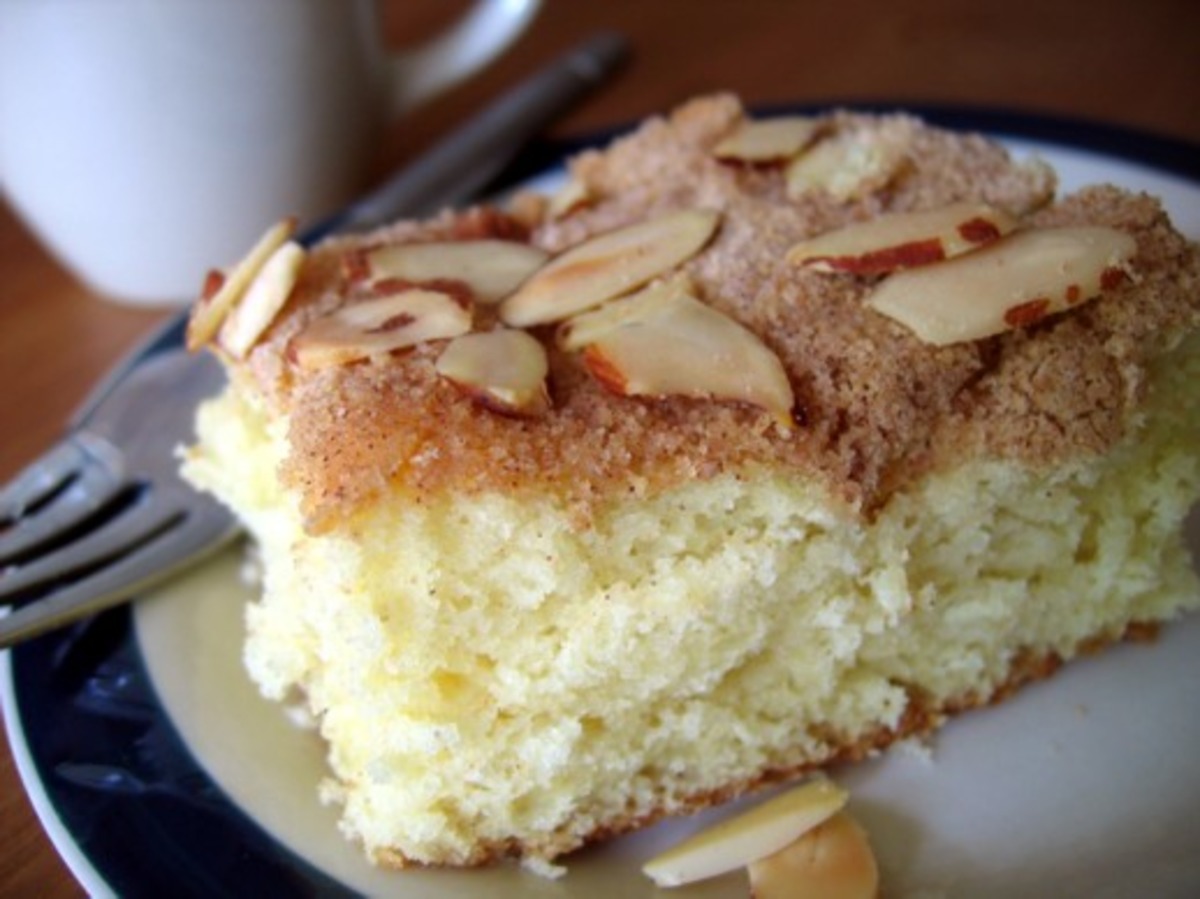 Cream Cheese Almond Coffee Cake Recipe Food Com Sprinkle the top with the almonds and bake for 30 minutes. cream cheese almond coffee cake