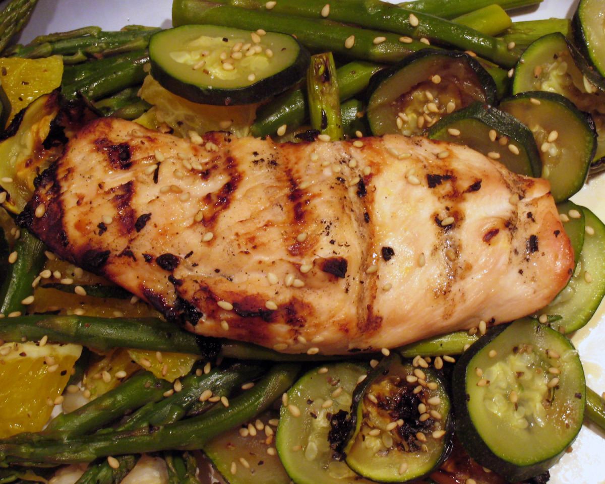 Grilled Orange Sesame Chicken and Vegetables