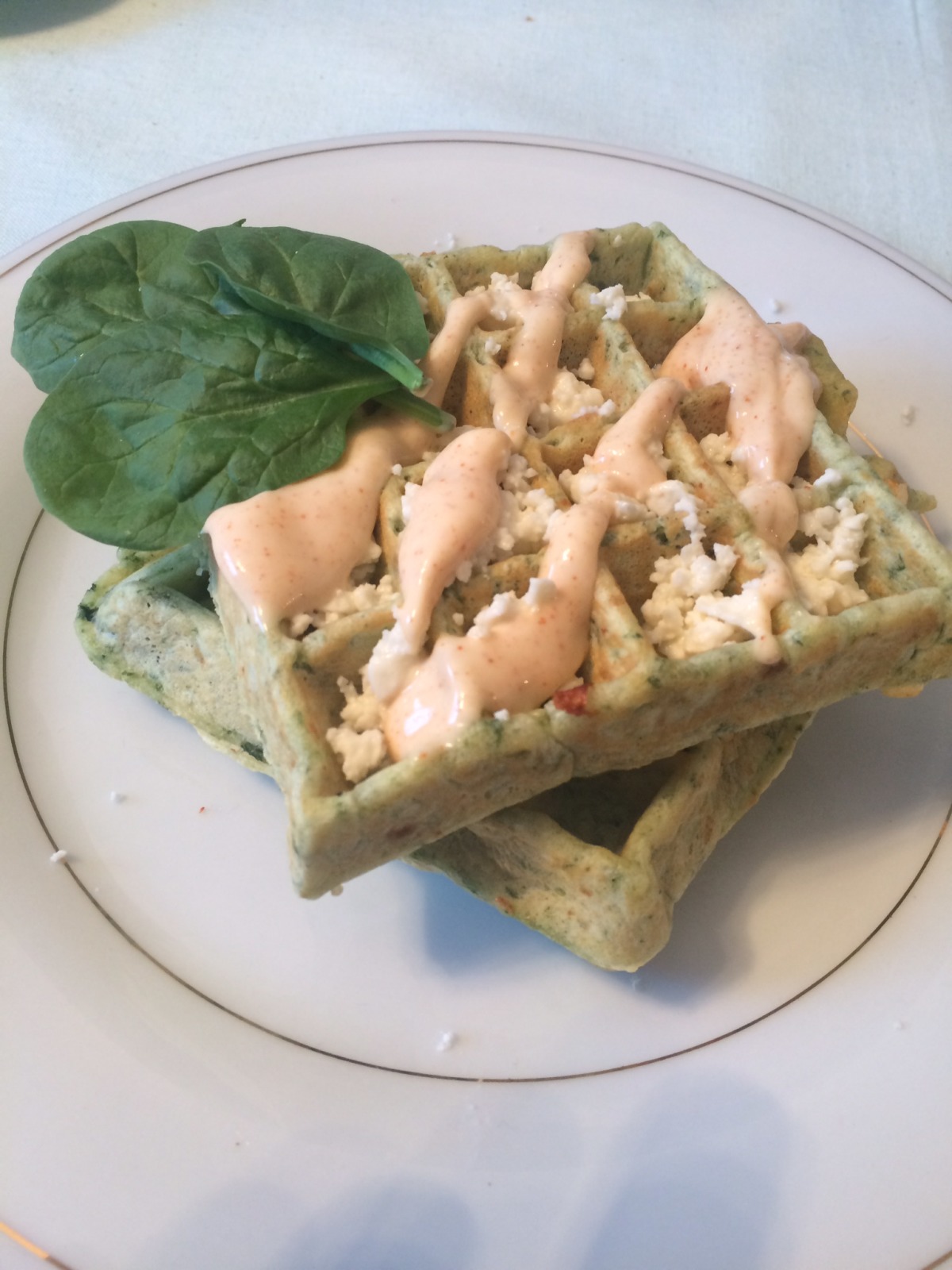 Greek-Style Cheese and Spinach Waffles
