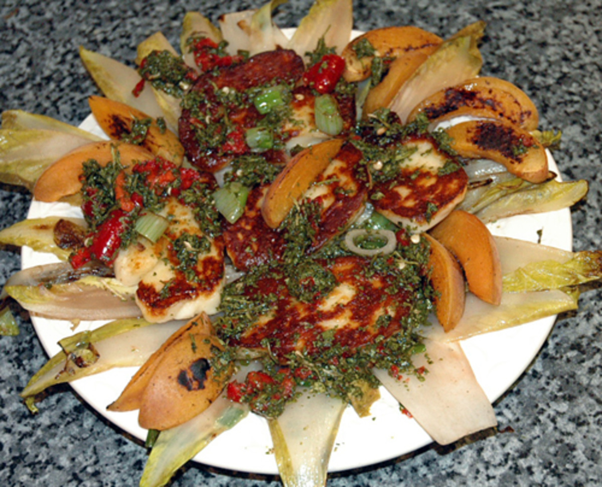 Warm Halloumi Salad With Chilli Dressing