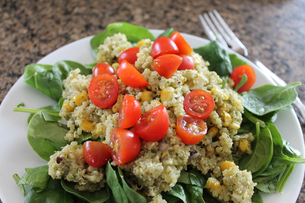 Quinoa Feta Salad With Basil Cilantro Vinaigrette-image
