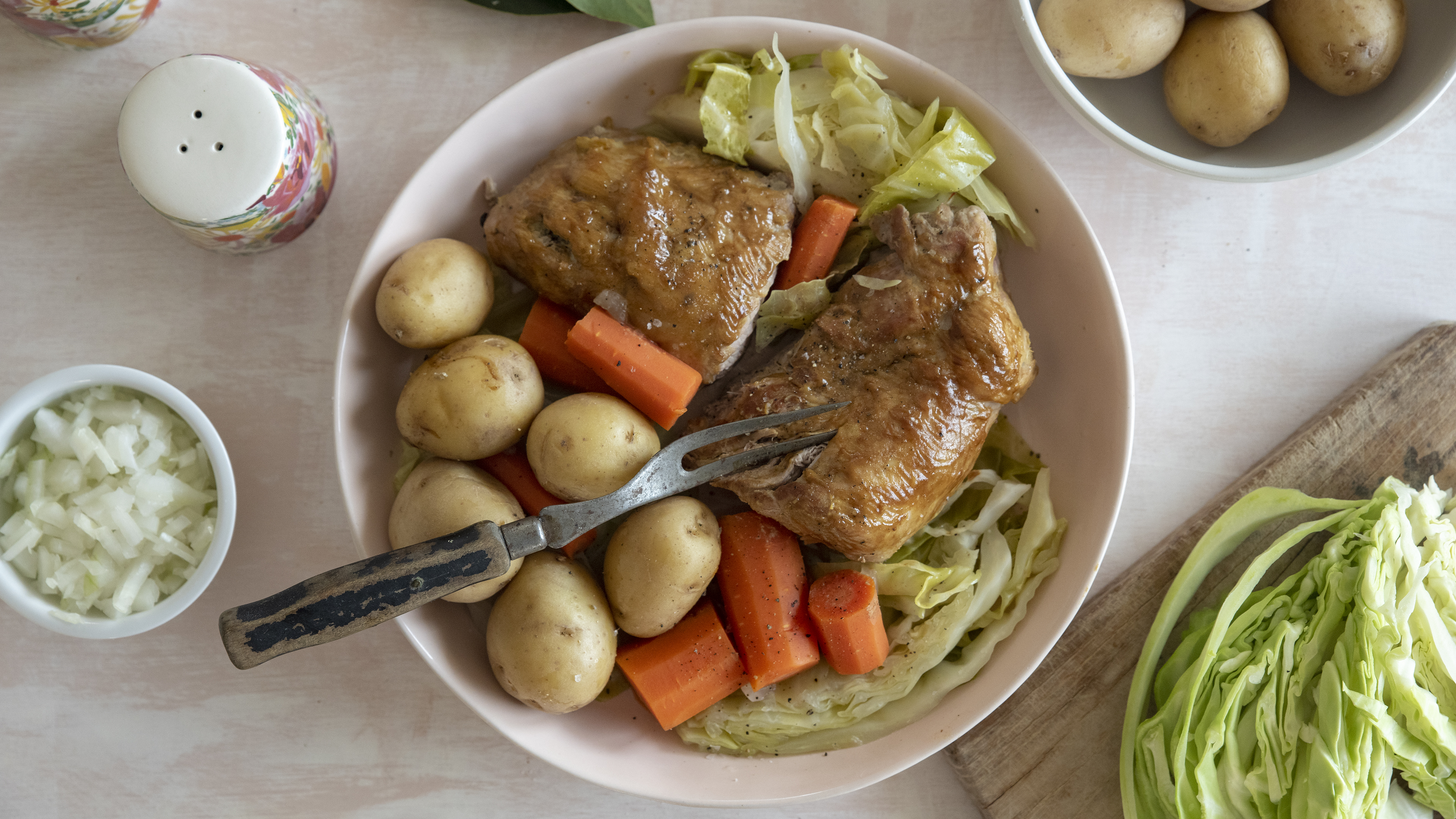 Pork Cottage Roll & Cabbage