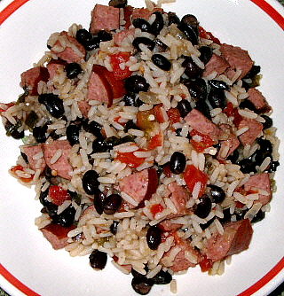 BLACK BEANS, SAUSAGE AND RICE