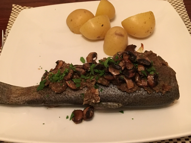 BAKED TROUT WITH GARLIC & MUSHROOMS