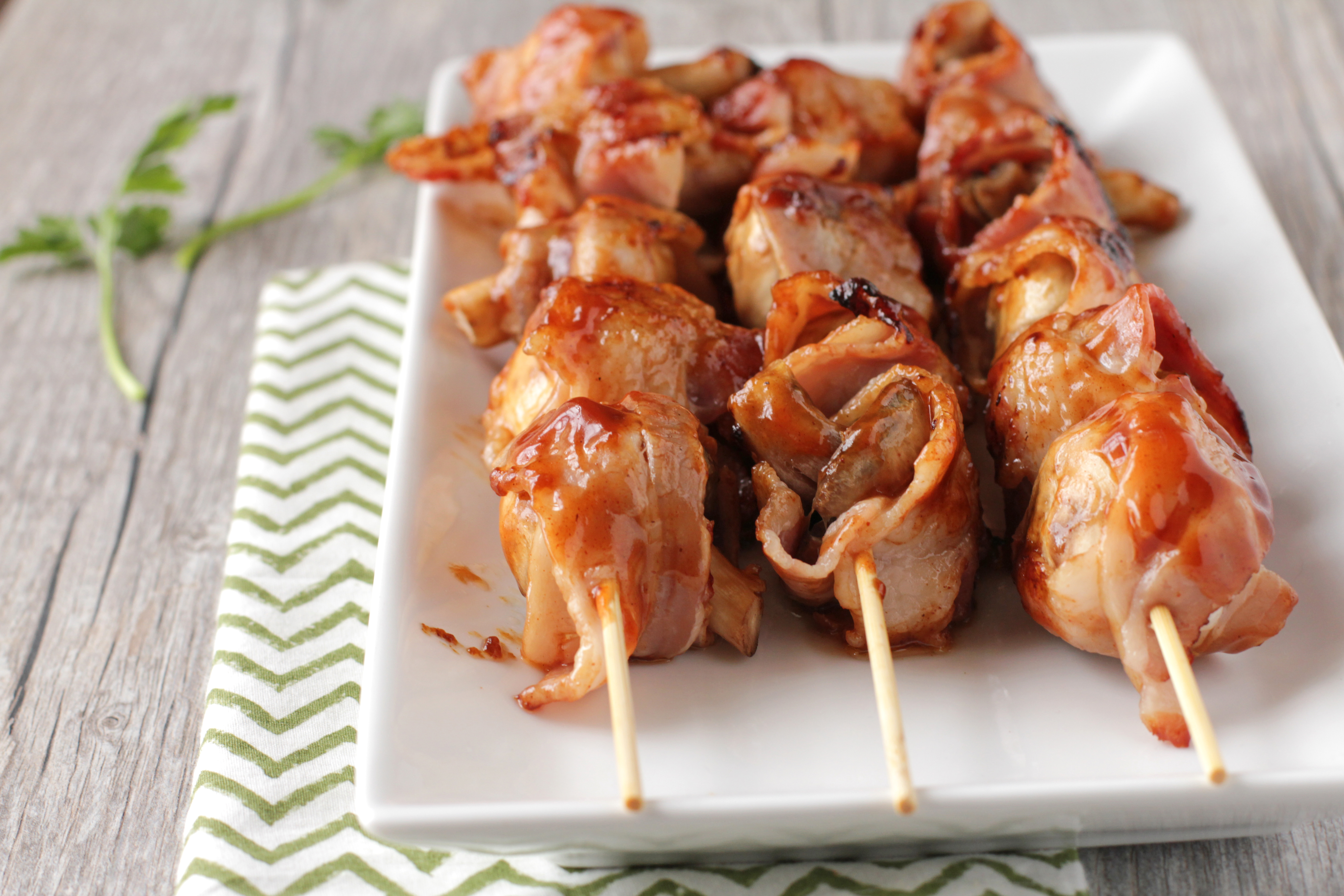 BACON WRAPPED MUSHROOM KABOBS / KEBABS