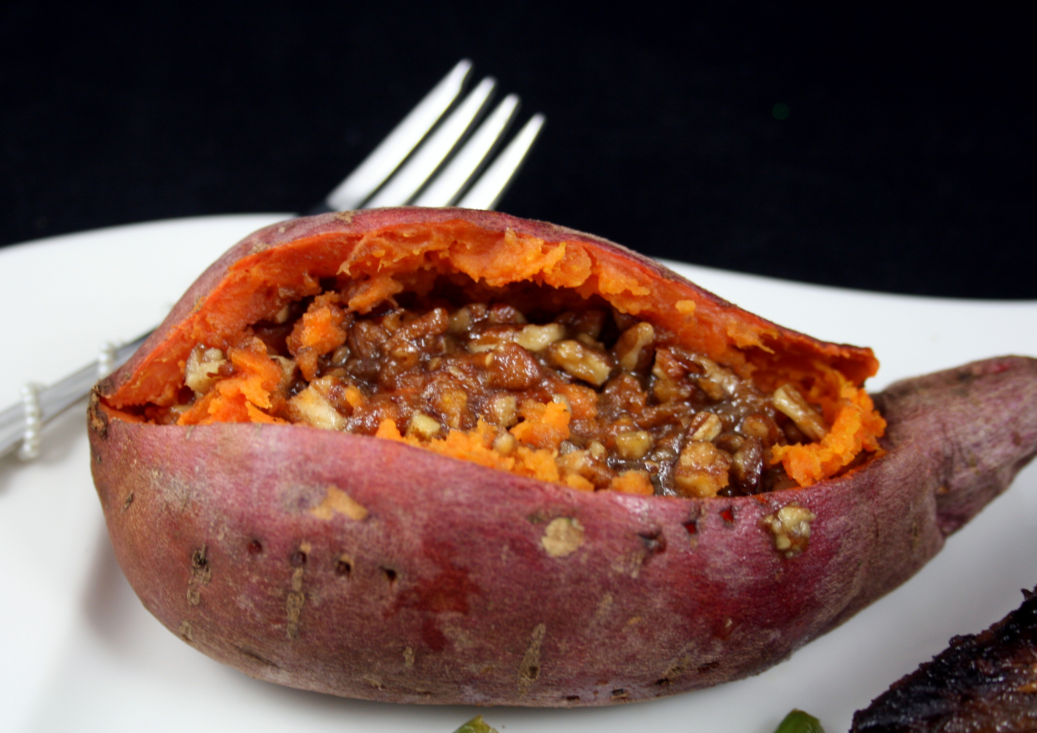 BAKED SWEET POTATOES WITH BROWN SUGAR-PECAN BUTTER