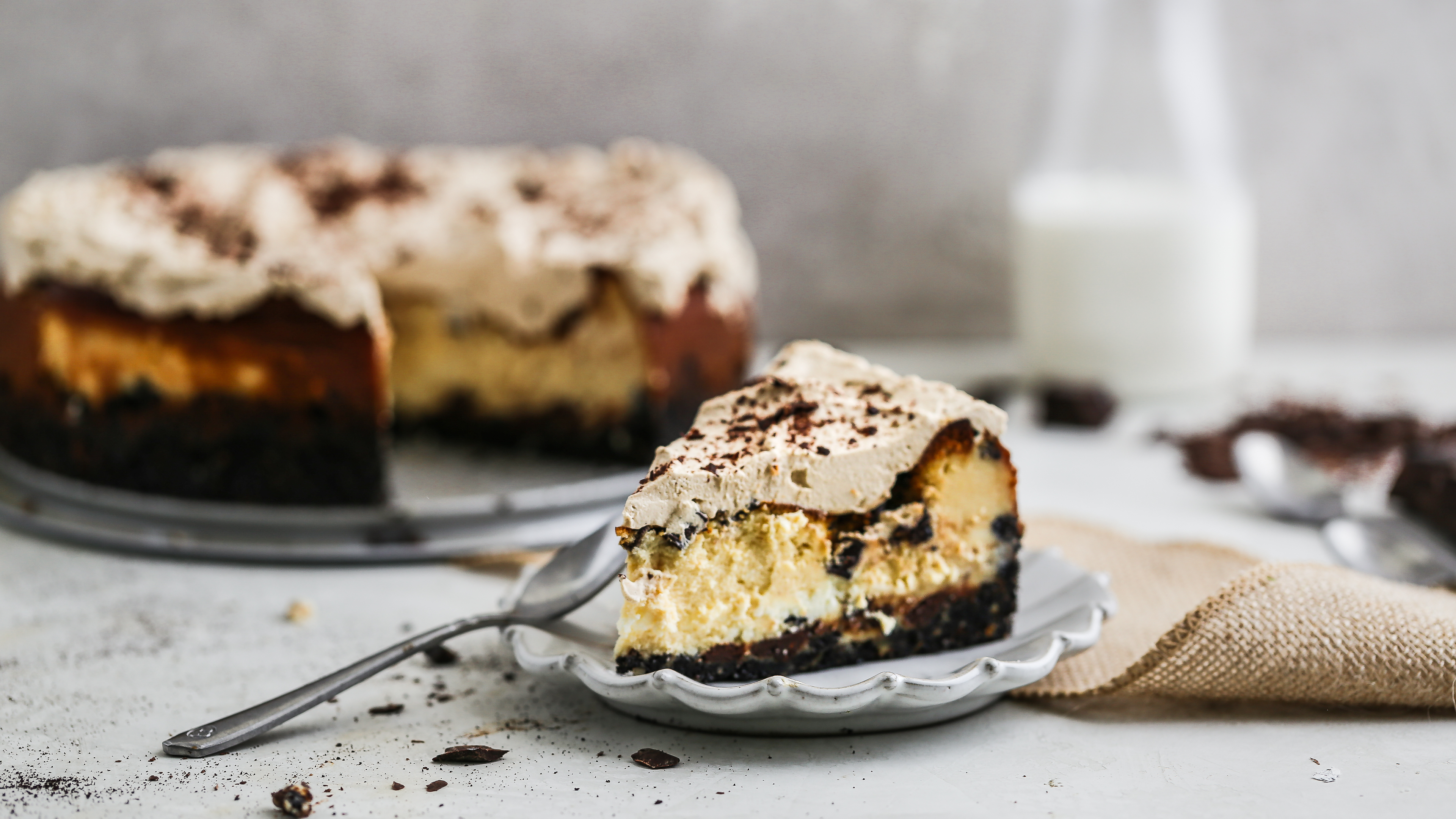 Chocolate Chip Cheesecake With Oreo Cookie Crust Recipe Food Com