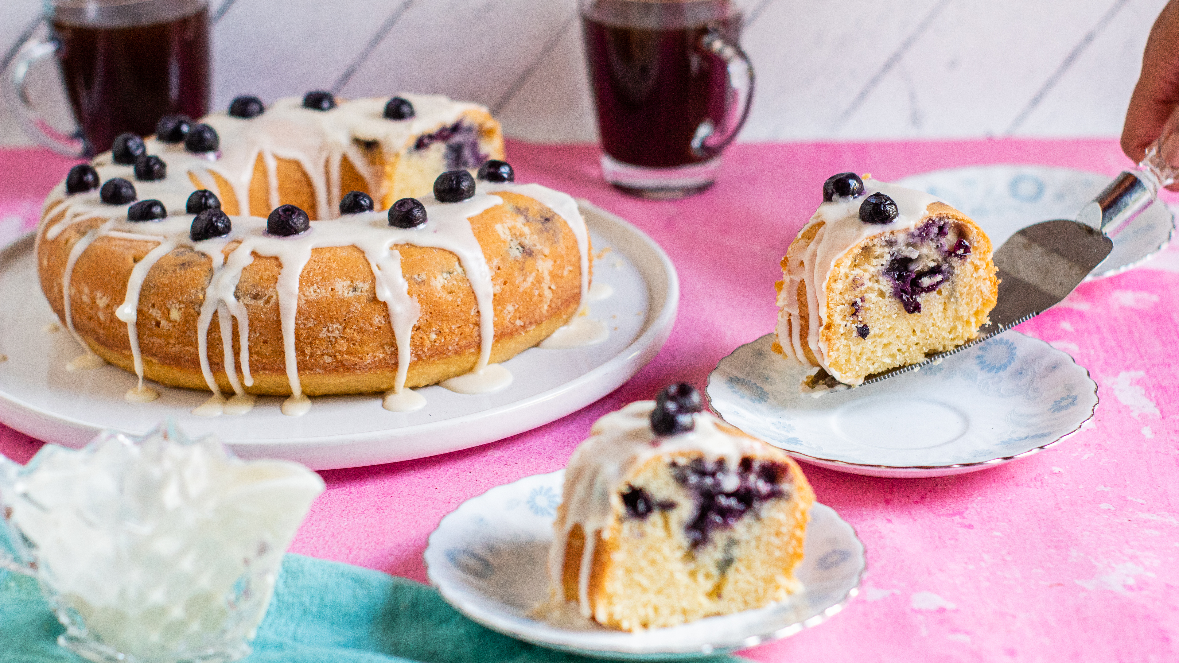Vanilla-Glazed Blueberry Coffee Cake