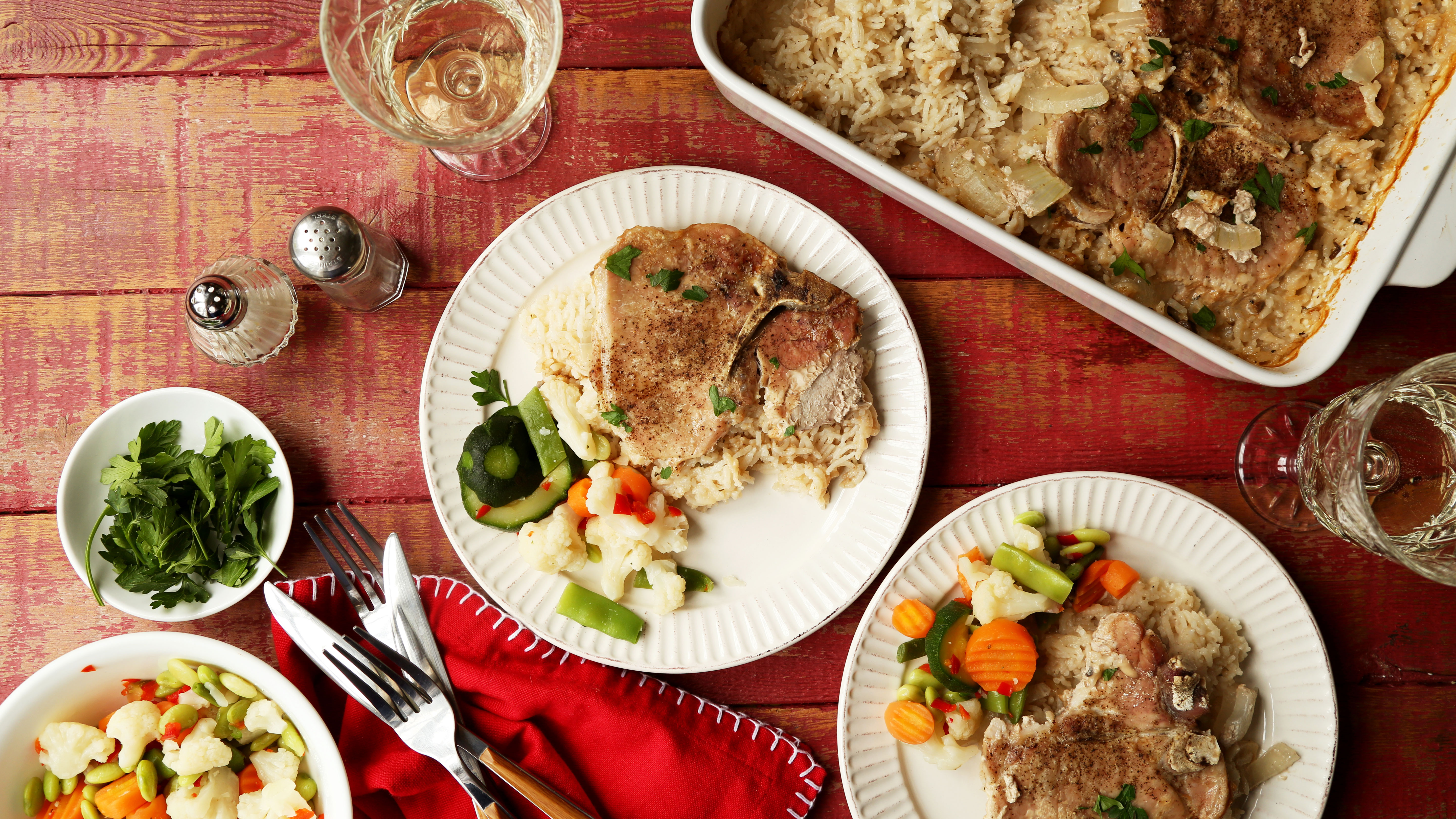 SIMPLY OVEN BAKED PORK CHOPS AND RICE