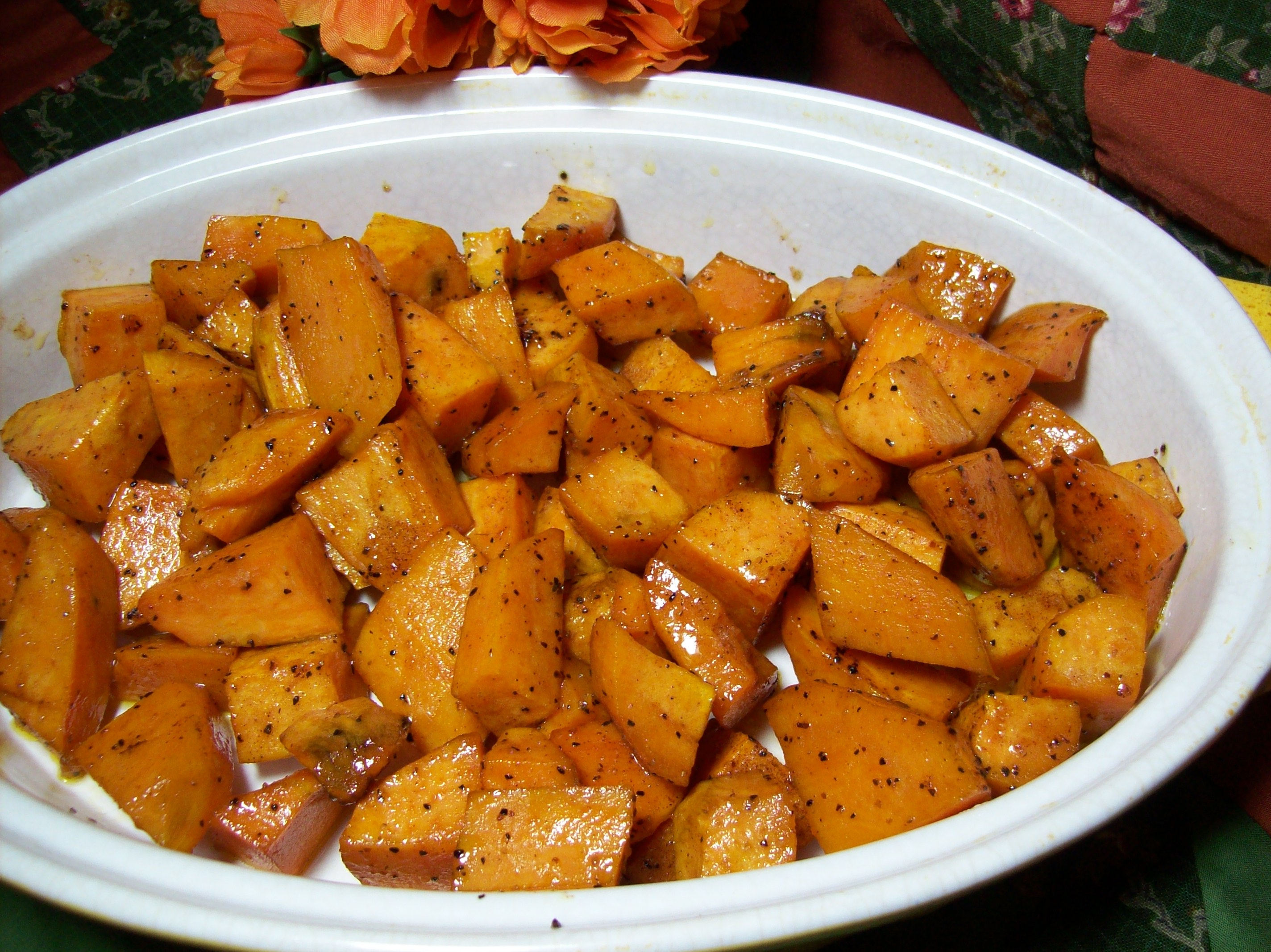 OVEN ROASTED HONEY-GLAZED SWEET POTATOES