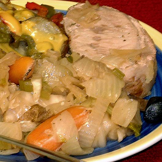 CROCK POT PORK AND CABBAGE DINNER