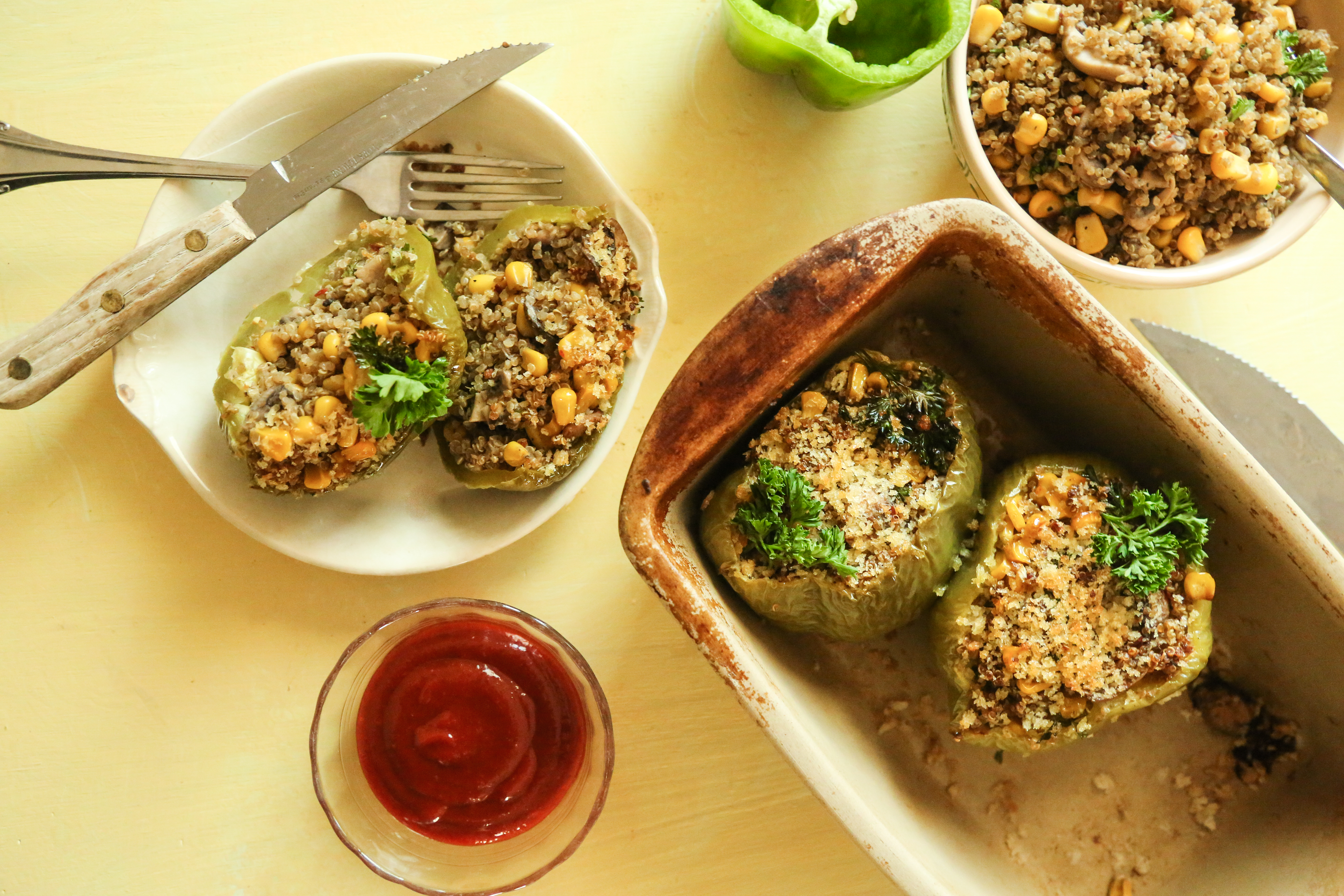 Quinoa-Stuffed Green Bell Peppers