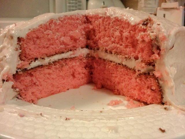 STRAWBERRY CAKE WITH STRAWBERRY CREAM CHEESE FROSTING