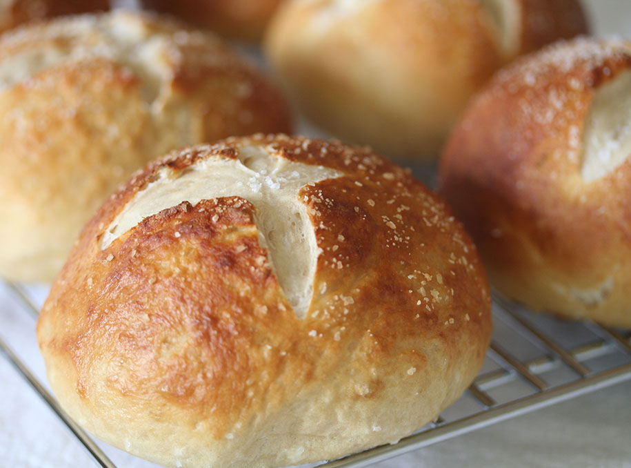 BRETZEL ROLLS (BAVARIAN PRETZEL SANDWICH ROLLS)
