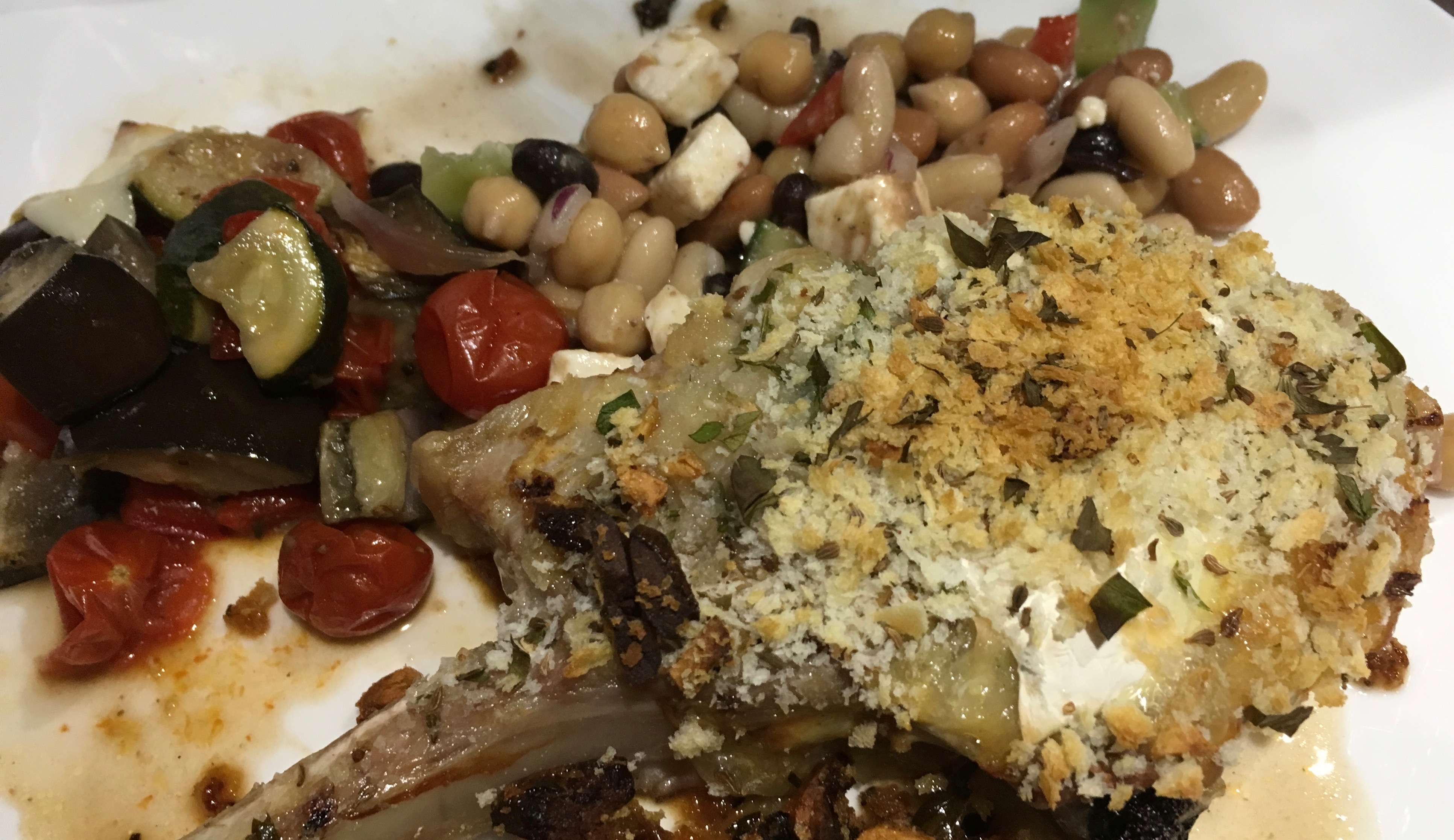 MUSTARD-BAKED PORK CHOPS W/BRIE