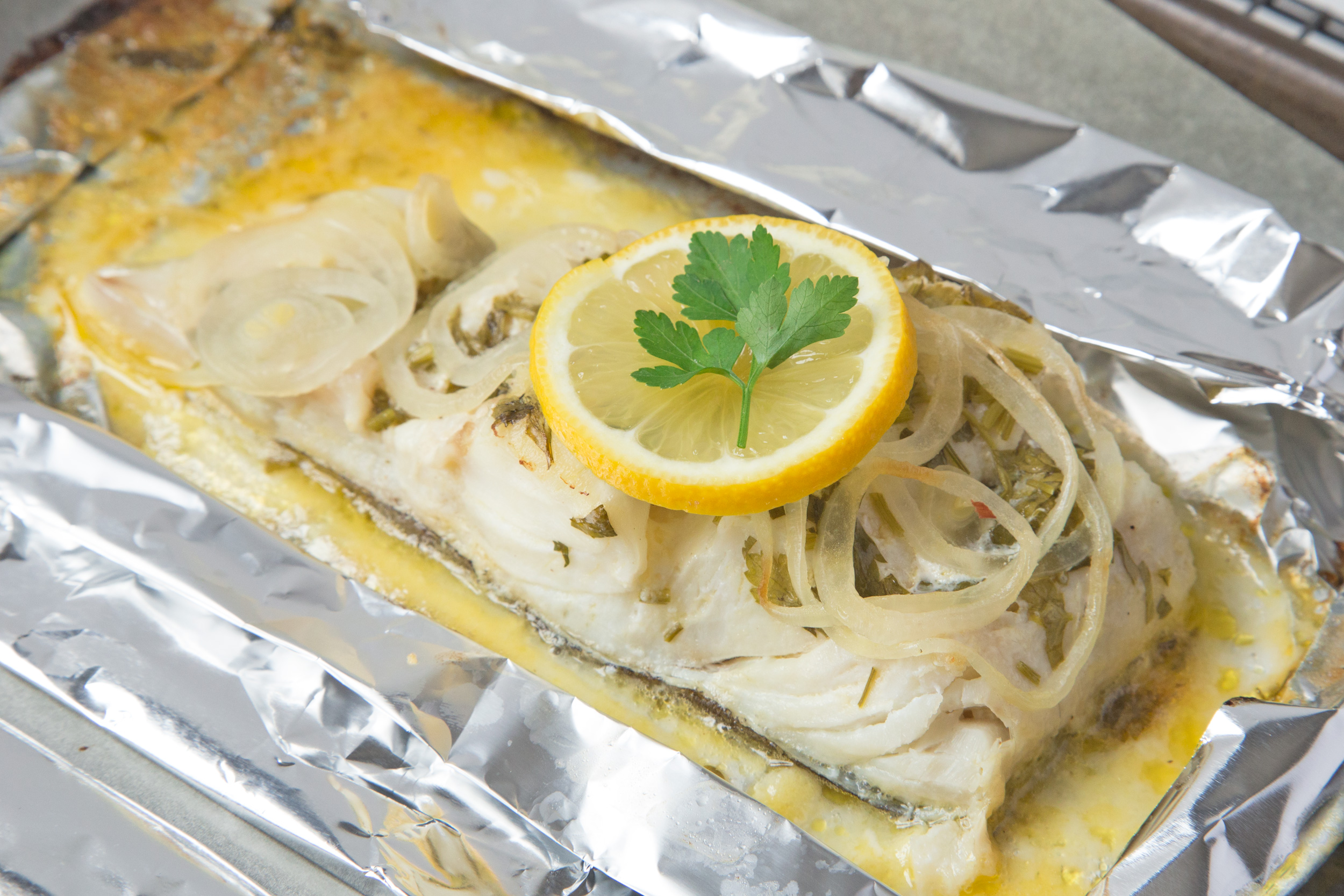 COD FISH GRILLED IN FOIL COD FISH GRILLED IN FOIL
