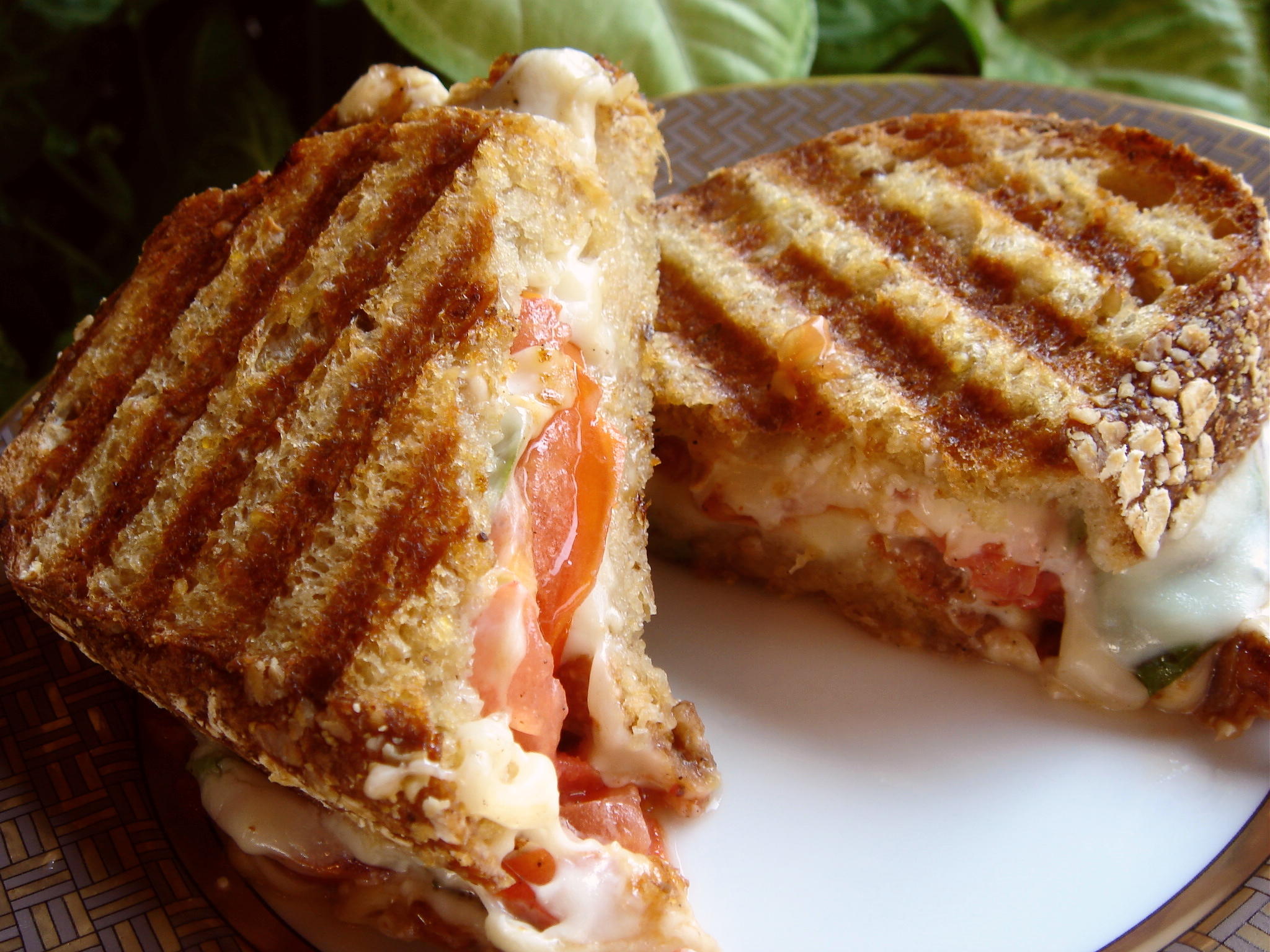 ℛ  CAPRESE PANINI (MOZZARELLA, TOMATOES AND BASIL)