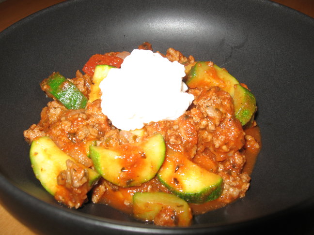 STOVE-TOP ZUCCHINI AND GROUND BEEF SKILLET