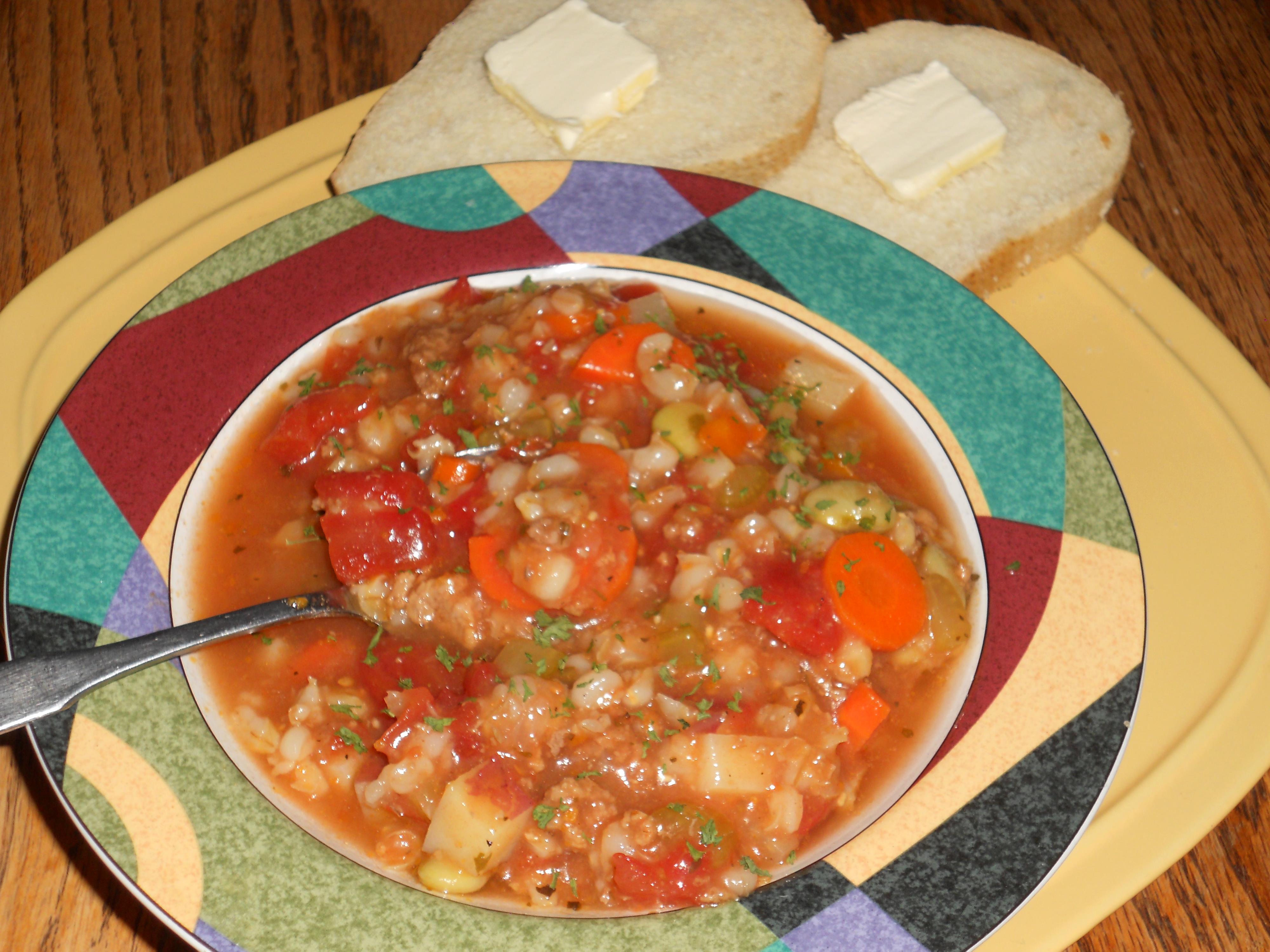 HAMBURGER BARLEY STEW (CROCK POT)