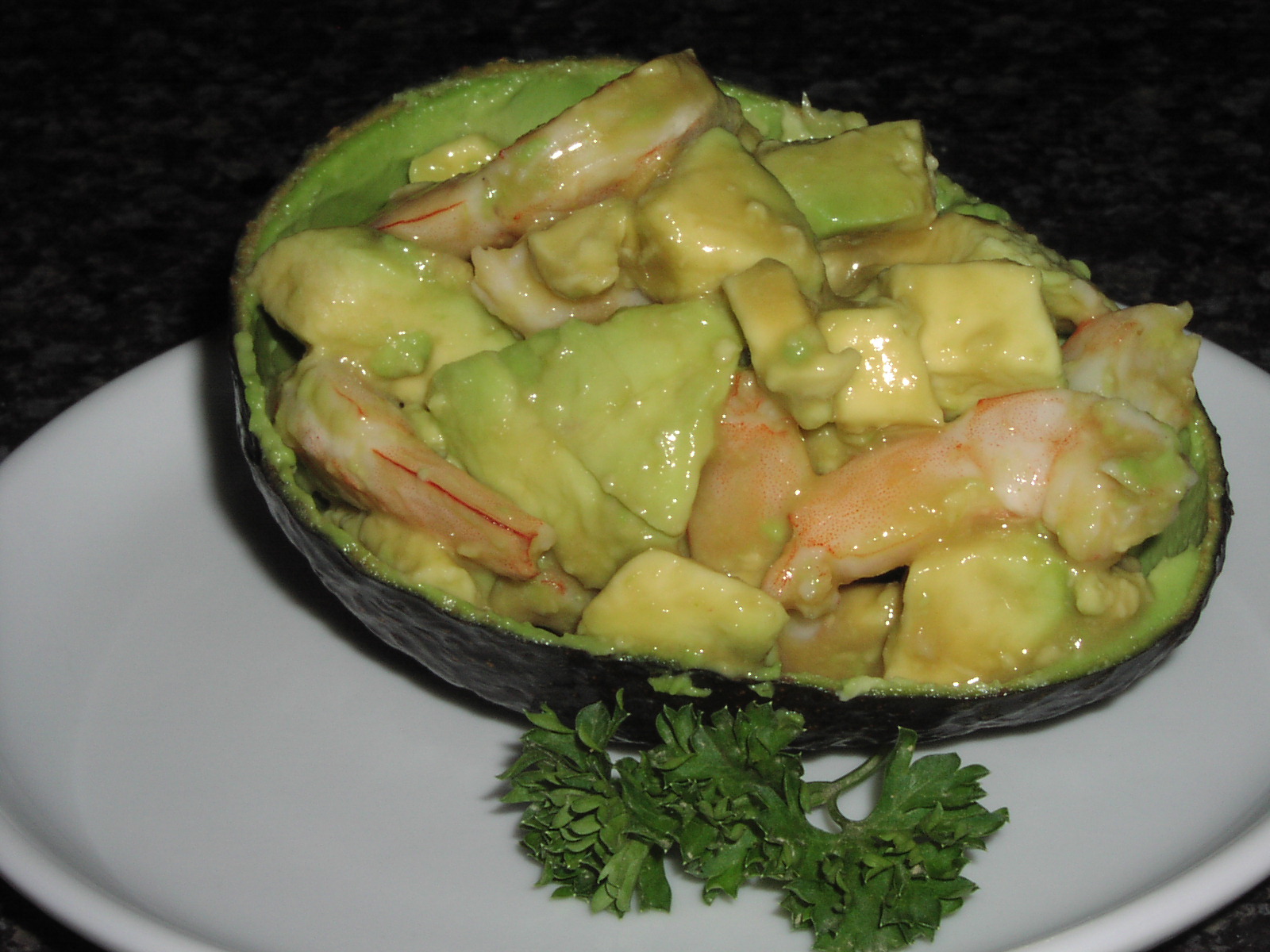 ও Healty AVOCADO AND PRAWNS IN WASABI