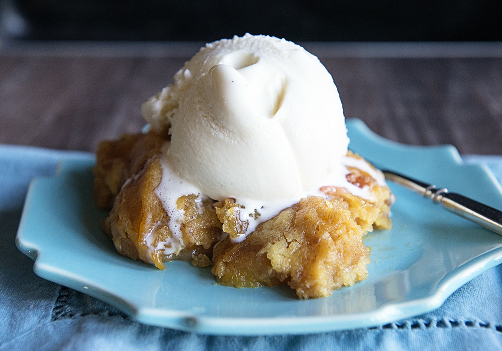 CROCK POT PEACH DUMP DESSERT