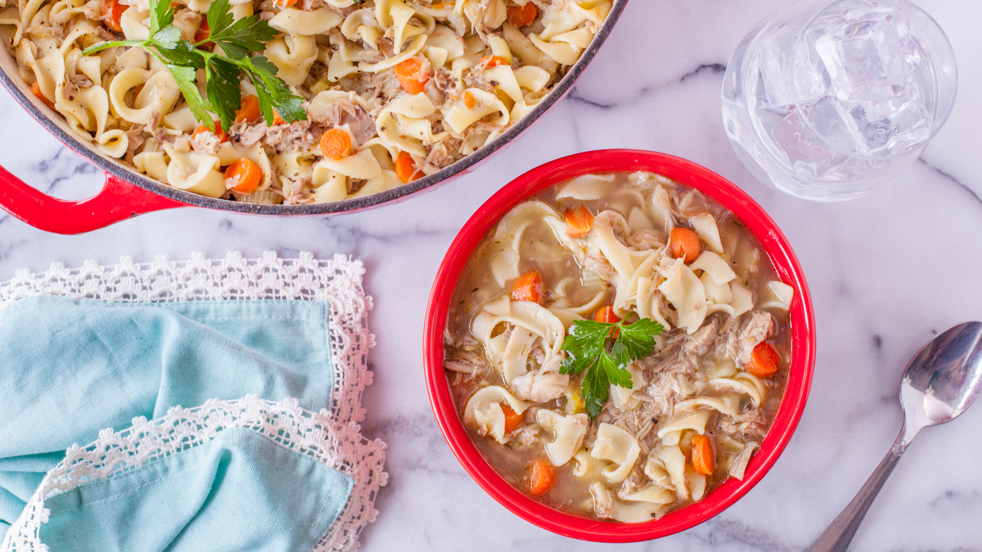 Creamy Gluten Free Chicken Noodle Soup - Thyme and Tarragon