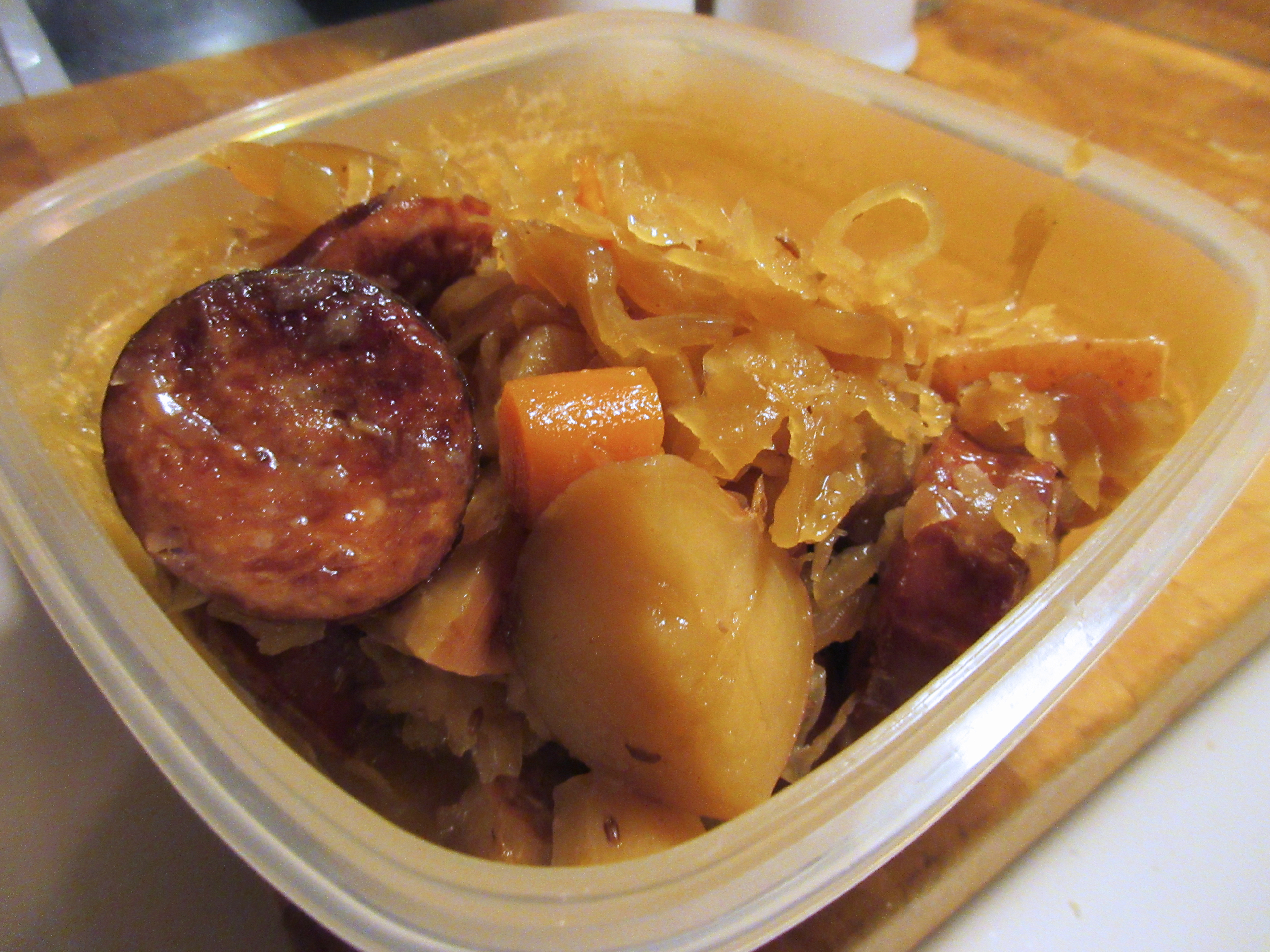 CROCK POT SAUSAGE AND SAUERKRAUT DINNER