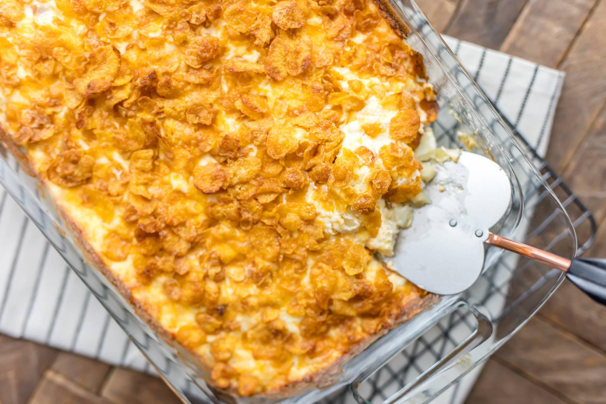 CHEESY POTATOES W/ CORN FLAKES