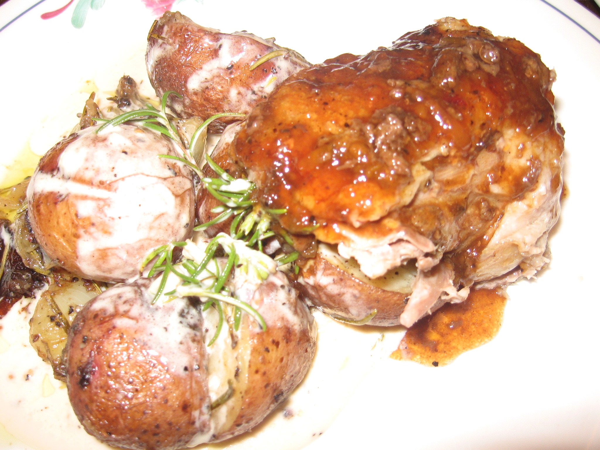 Balsamic Cherry Glazed Roasted Duck with Stuffing