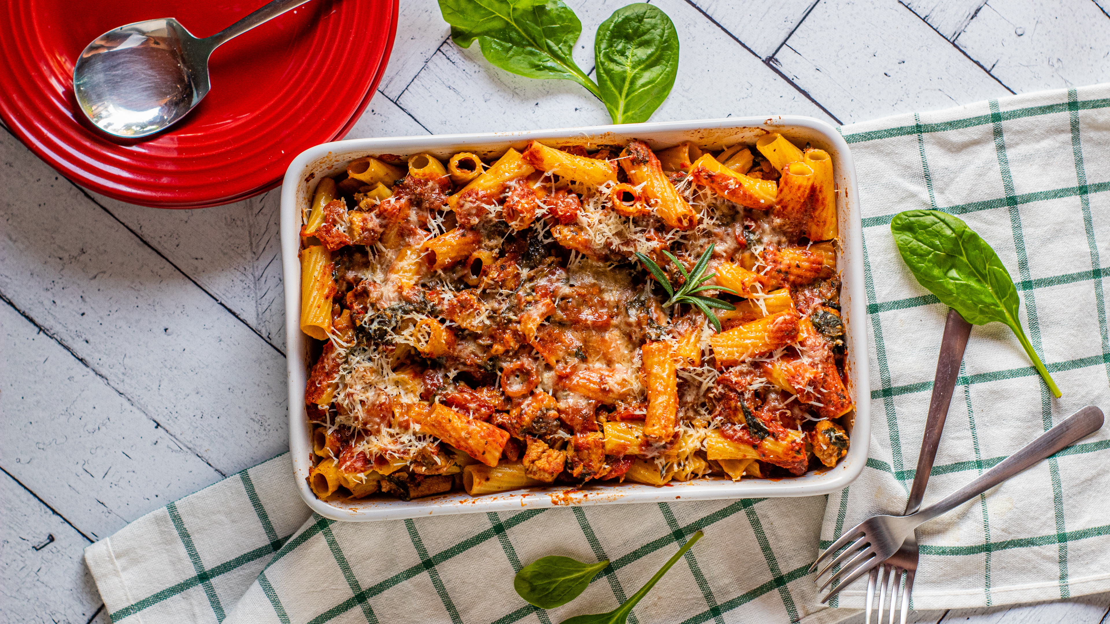 Chicken & Spinach Rigatoni Casserole