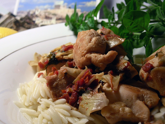 GREEK-STYLE CHICKEN AND ARTICHOKES