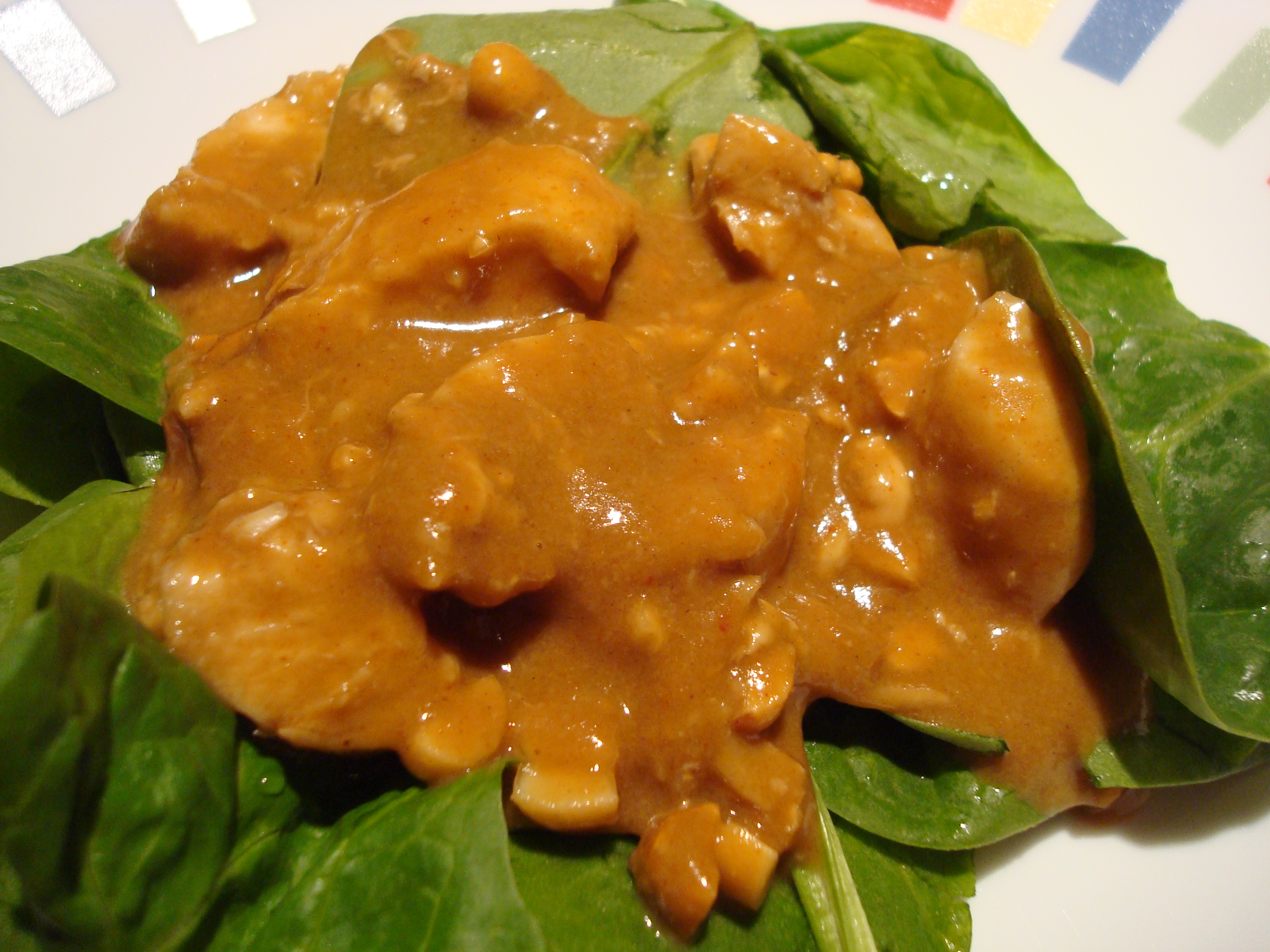 CHICKEN RAMA IN THAI PEANUT SAUCE