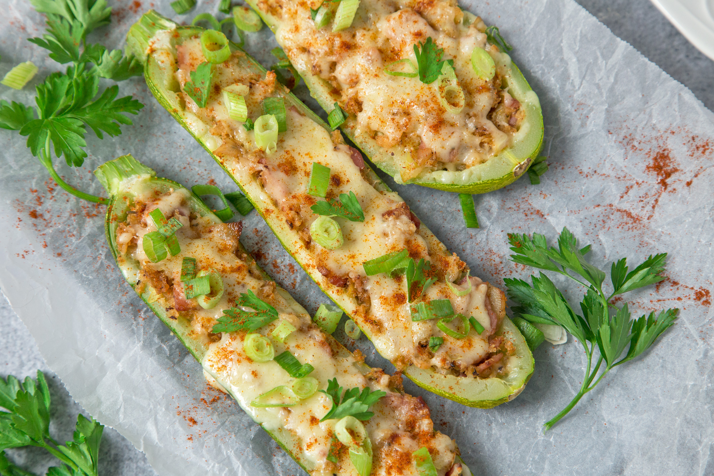 CHEESY STUFFED SUMMER SQUASH