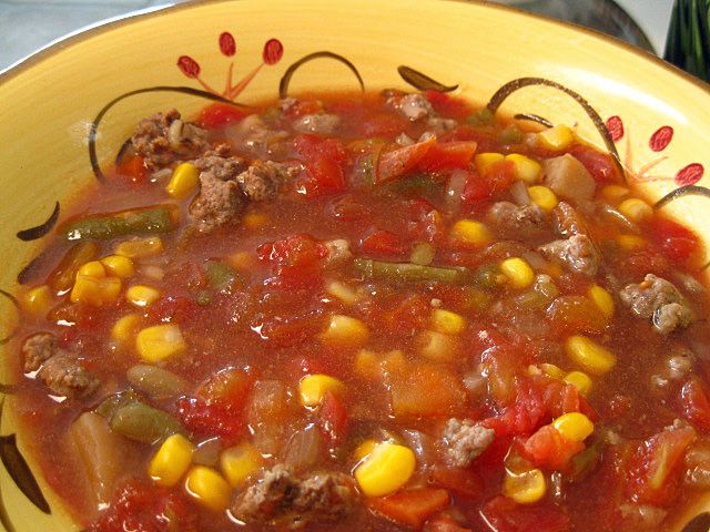 HAMBURGER VEGETABLE SOUP - CROCK POT