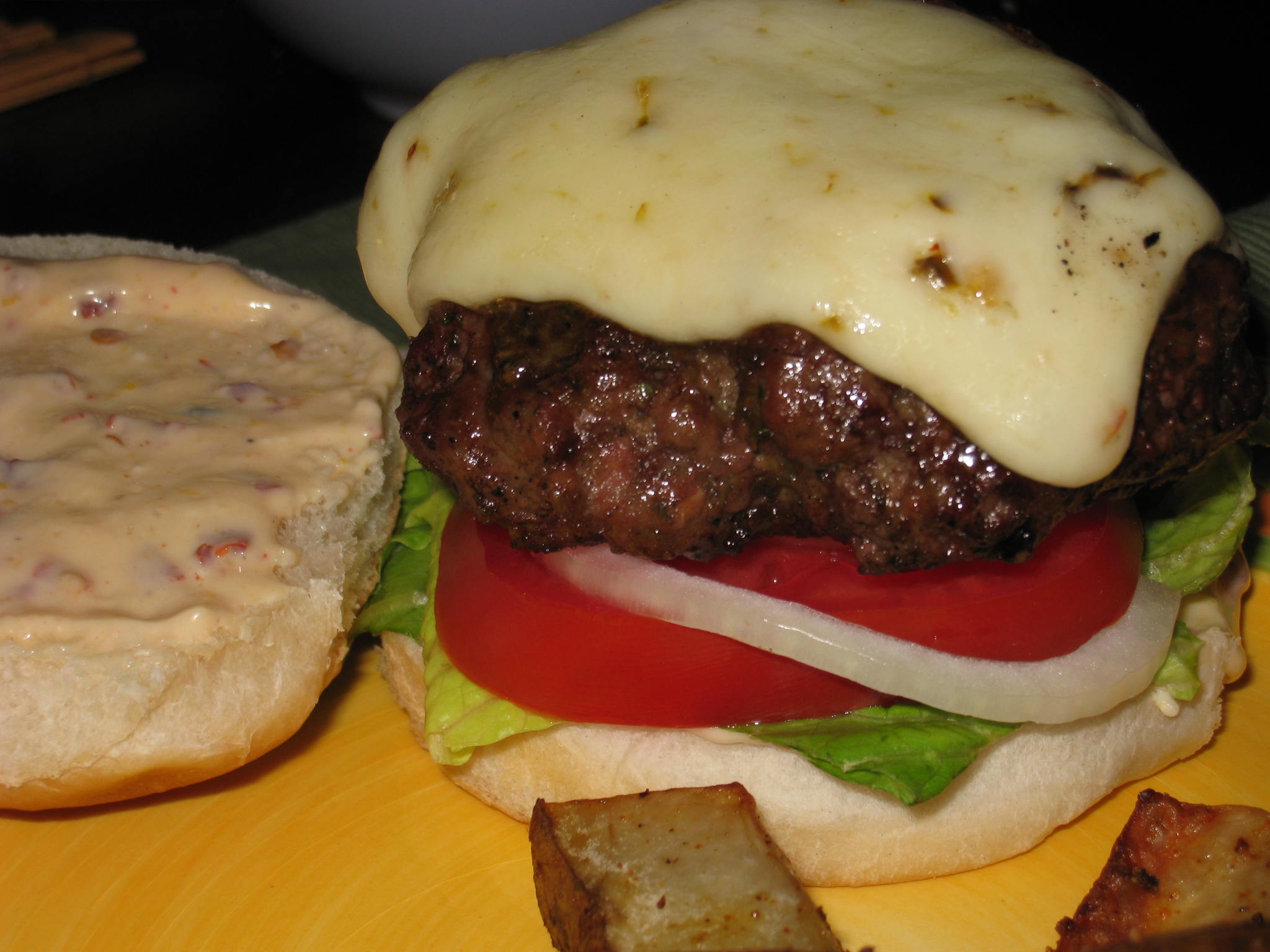 JAMAICAN JERK BURGERS WITH ORANGE-CHIPOTLE MAYONNAISE