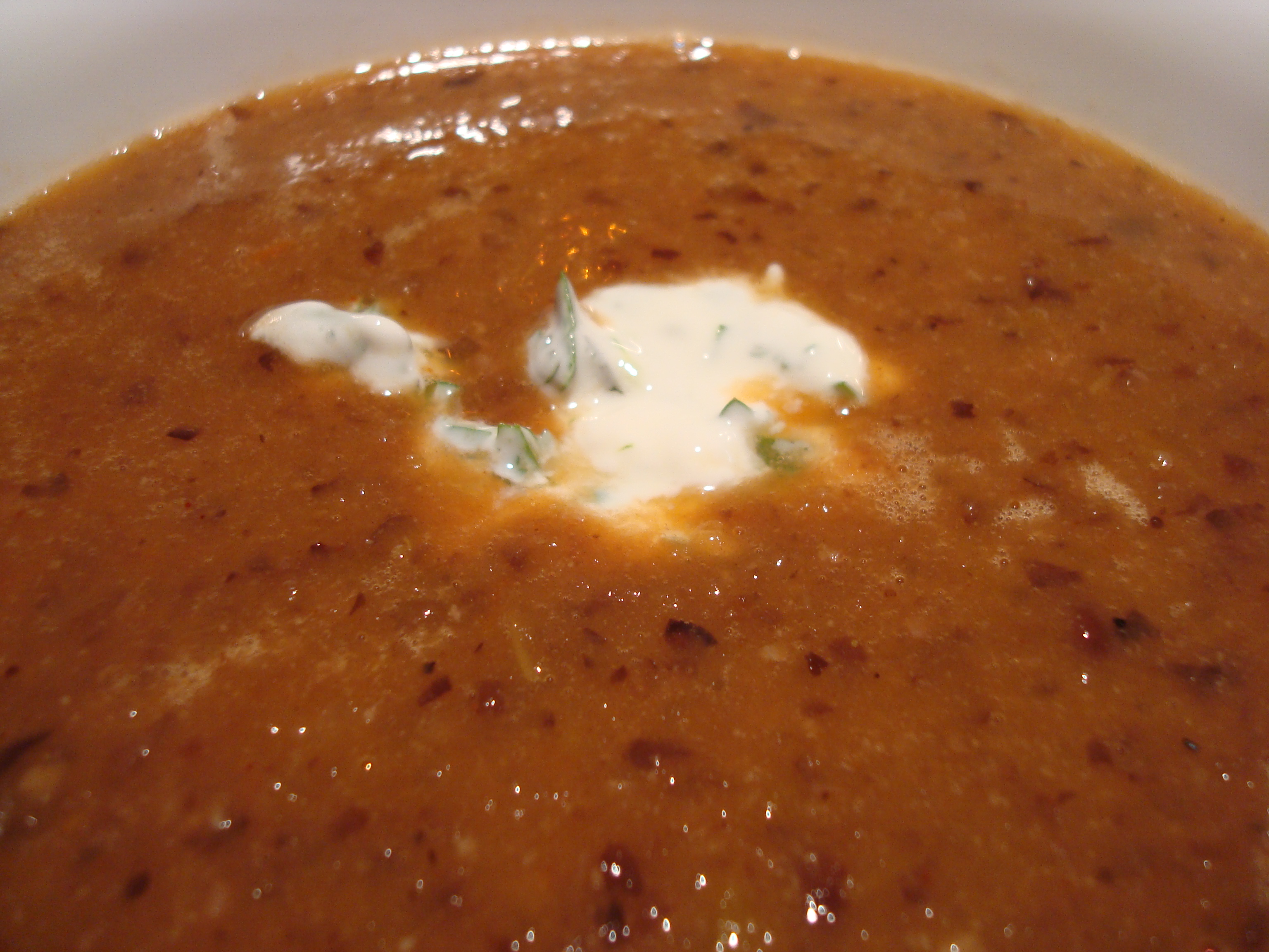 BLACK BEAN-TOMATO SOUP WITH CILANTRO-LIME CREAM