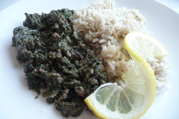 LINA'S AWESOME LEBANESE SPINACH, BEEF & RICE!