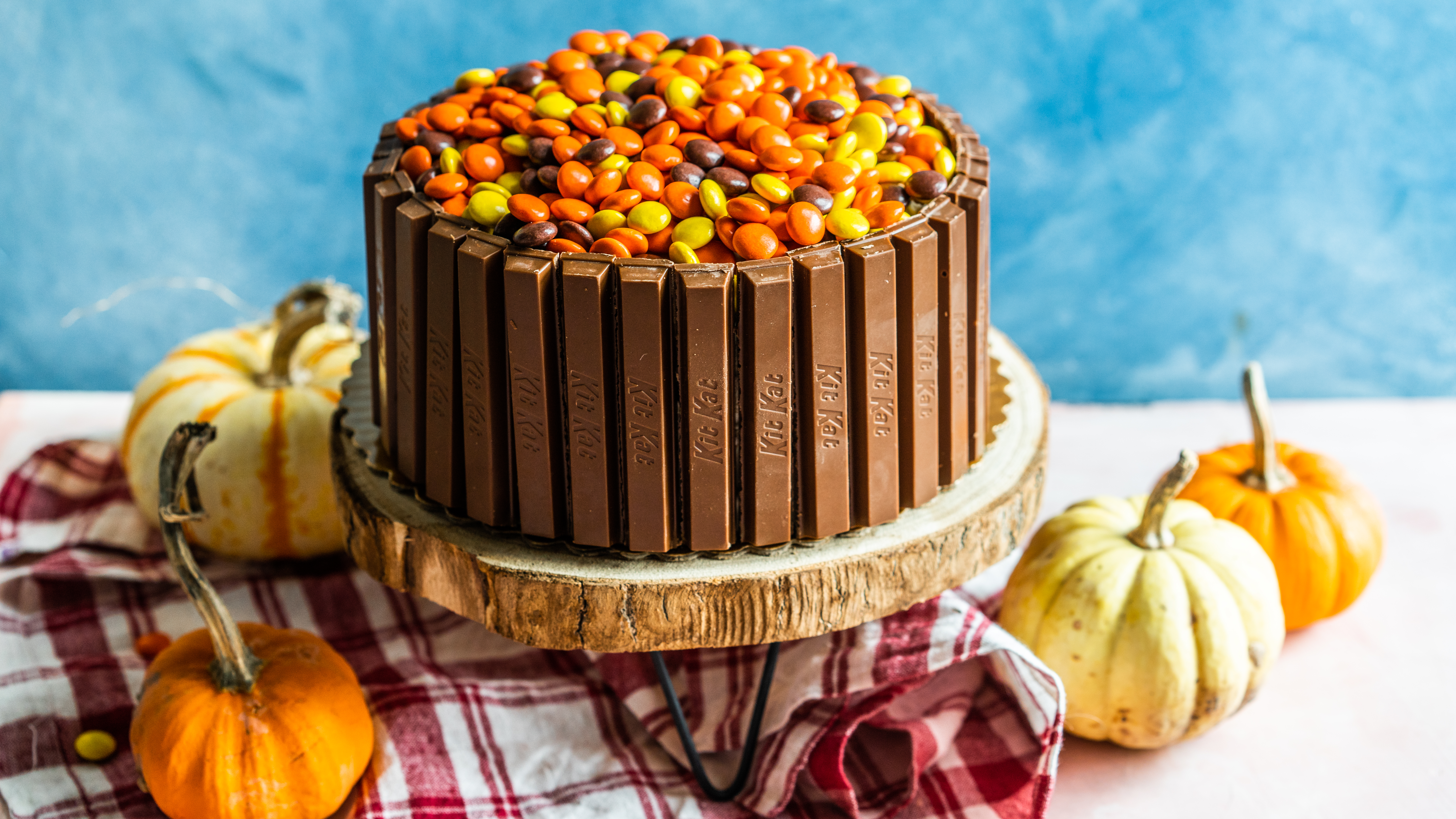 Kit Kat Layer Cake with Reeses Pieces