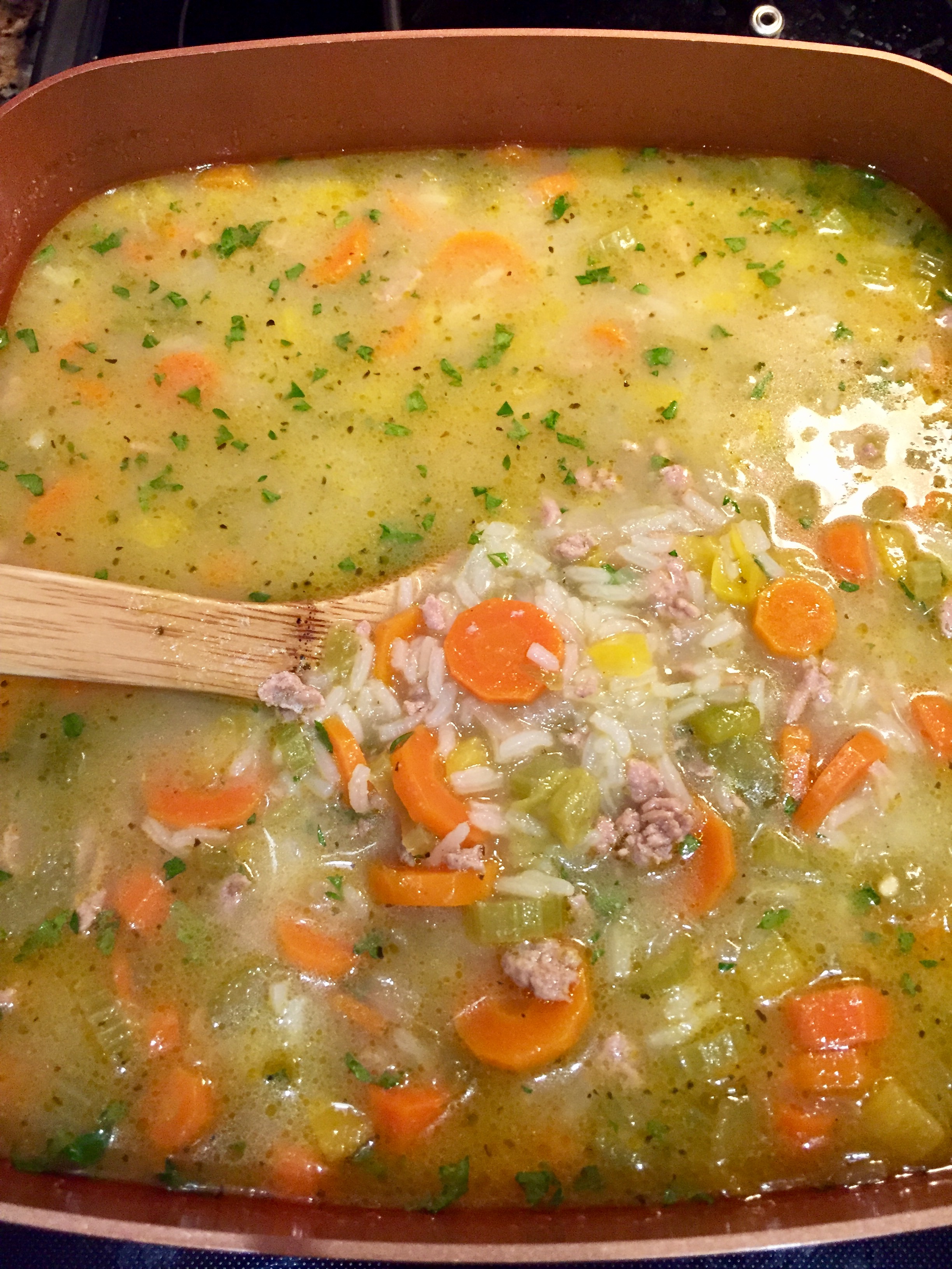 GROUND TURKEY AND RICE SOUP