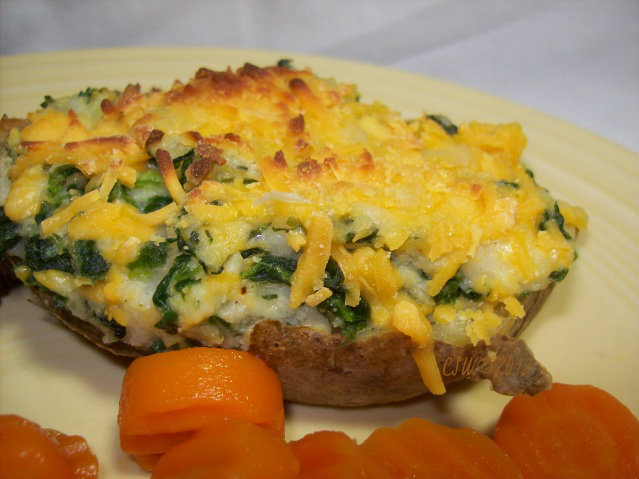 SPINACH TWICE BAKED POTATOES